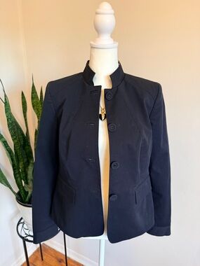Alfani | Black Stand-Collar Button Blazer